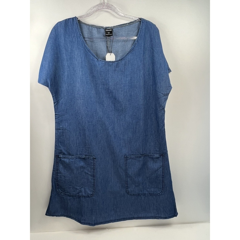 Noracora‎ Denim Dress Short Sleeve Womens Sz Small Jean Dress Shift NWT